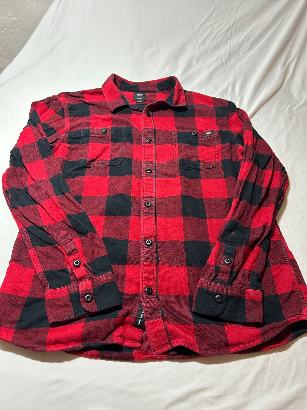 Vans Red and Black Buffalo Plaid Button-Up Shirt